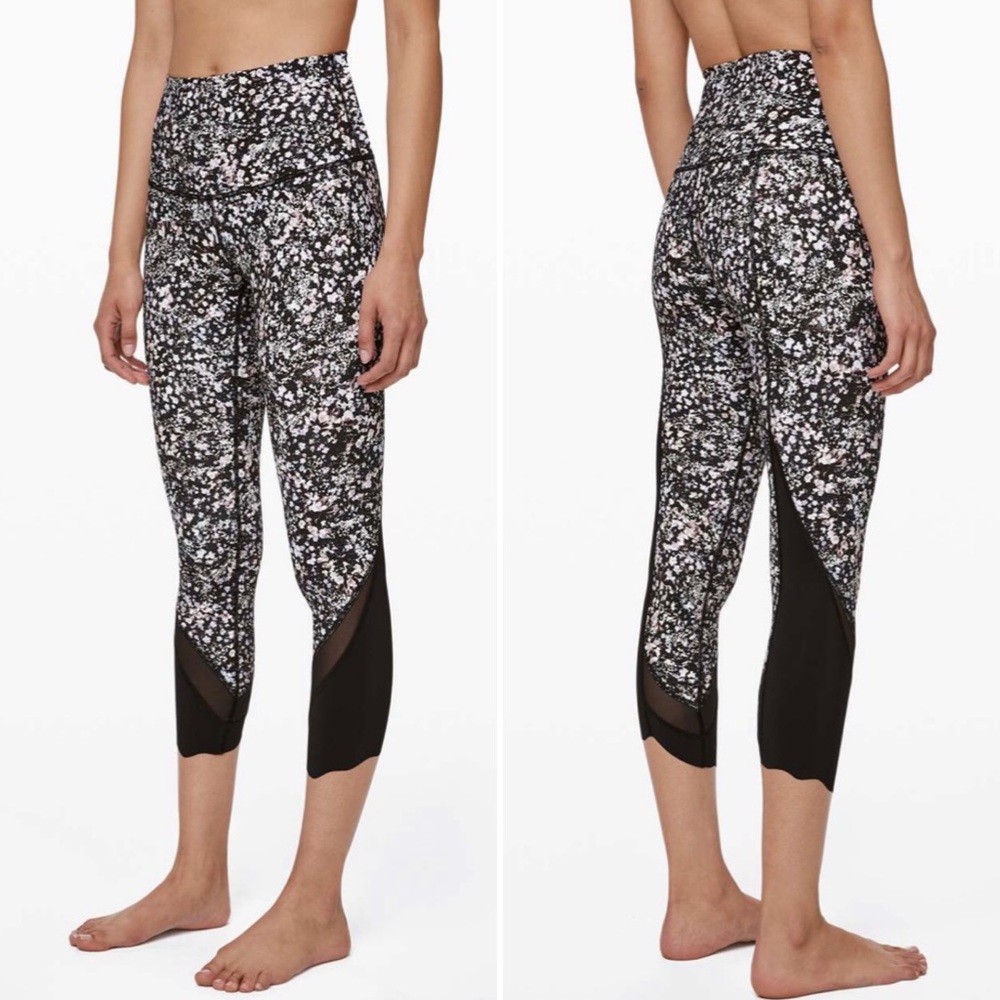 lululemon athletica Black and White Floral Leggings